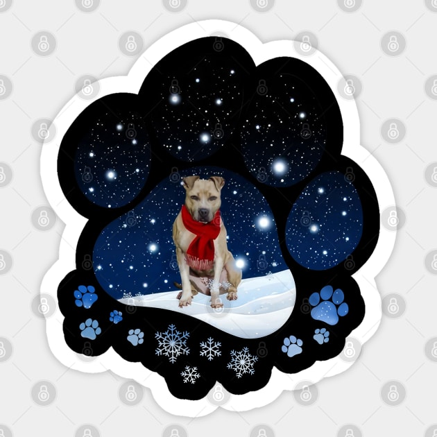 Snow Paw Pitbull Christmas Winter Holiday Sticker by TATTOO project
